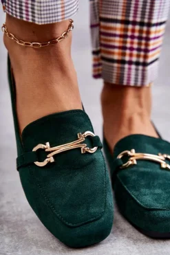 Boto Mokasyny Damskie Zamszowe*Zamszowe Klasyczne Mokasyny Zielone Roddie