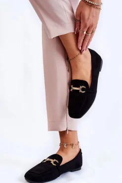 Boto Zamszowe Klasyczne Mokasyny Czarne Roddie