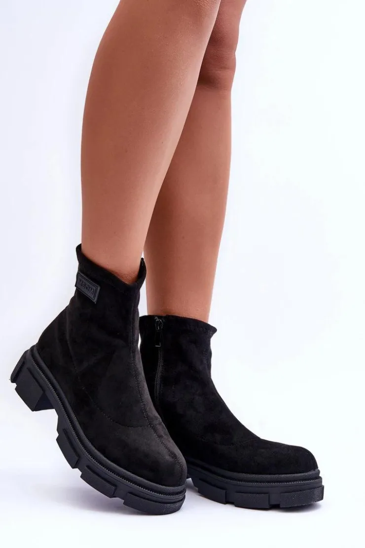 Boto Botki Ocieplane|Czarne Botki*Zamszowe Klasyczne Ocieplane Botki Czarne Vergilia Czarny