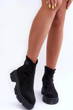 Boto Botki Ocieplane|Czarne Botki*Zamszowe Klasyczne Ocieplane Botki Czarne Vergilia Czarny