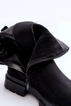 Boto Botki Ocieplane|Czarne Botki*Zamszowe Klasyczne Ocieplane Botki Czarne Vergilia Czarny