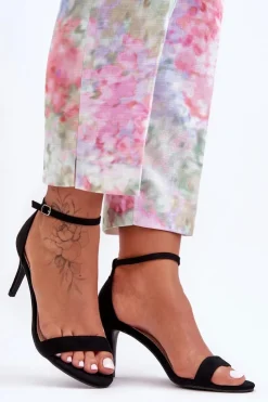 Damskie Boto Zamszowe Klasyczne Sandały Na Szpilce Czarne Tossa