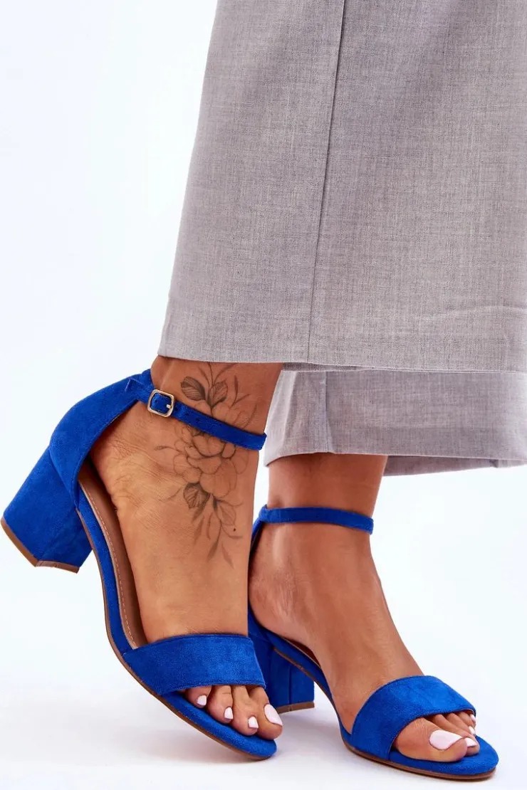 Boto Sandały Na Obcasie*Zamszowe Klasyczne Sandały Na Niskim Obcasie Niebieskie Honeymoon