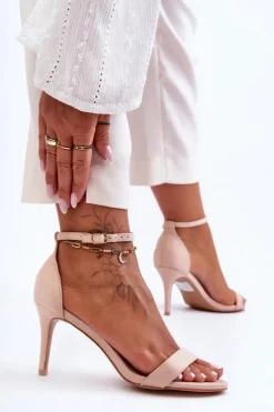 Damskie Boto Zamszowe Klasyczne Sandały Na Szpilce Jasnobeżowe Tossa