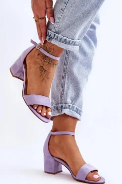 Online Boto Zamszowe Klasyczne Sandały Na Niskim Obcasie Fioletowe Honeymoon