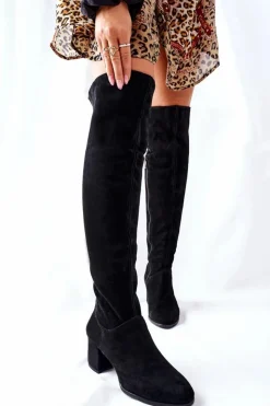 New Boto Zamszowe Kozaki Czarne Nicole 2582