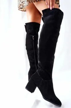 New Boto Zamszowe Kozaki Czarne Nicole 2582