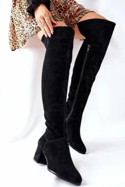 New Boto Zamszowe Kozaki Czarne Nicole 2582