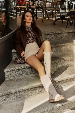 Online Zazoo Zamszowe Kozaki Damskie Przed Kolano Lewski 3615 Cappucino Beżowy