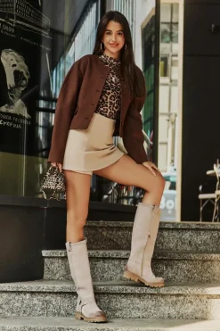 Online Zazoo Zamszowe Kozaki Damskie Przed Kolano Lewski 3615 Cappucino Beżowy