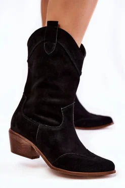 Online Boto Zamszowe Kozaki Kowbojki Lewski Shoes 3198 Czarne