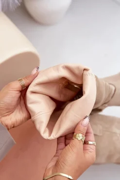 Online Zazoo Zamszowe Kozaki Na Niskim Obcasie Z Cholewką Przed Kolano 3444/O Jasnobeżowe Beżowy