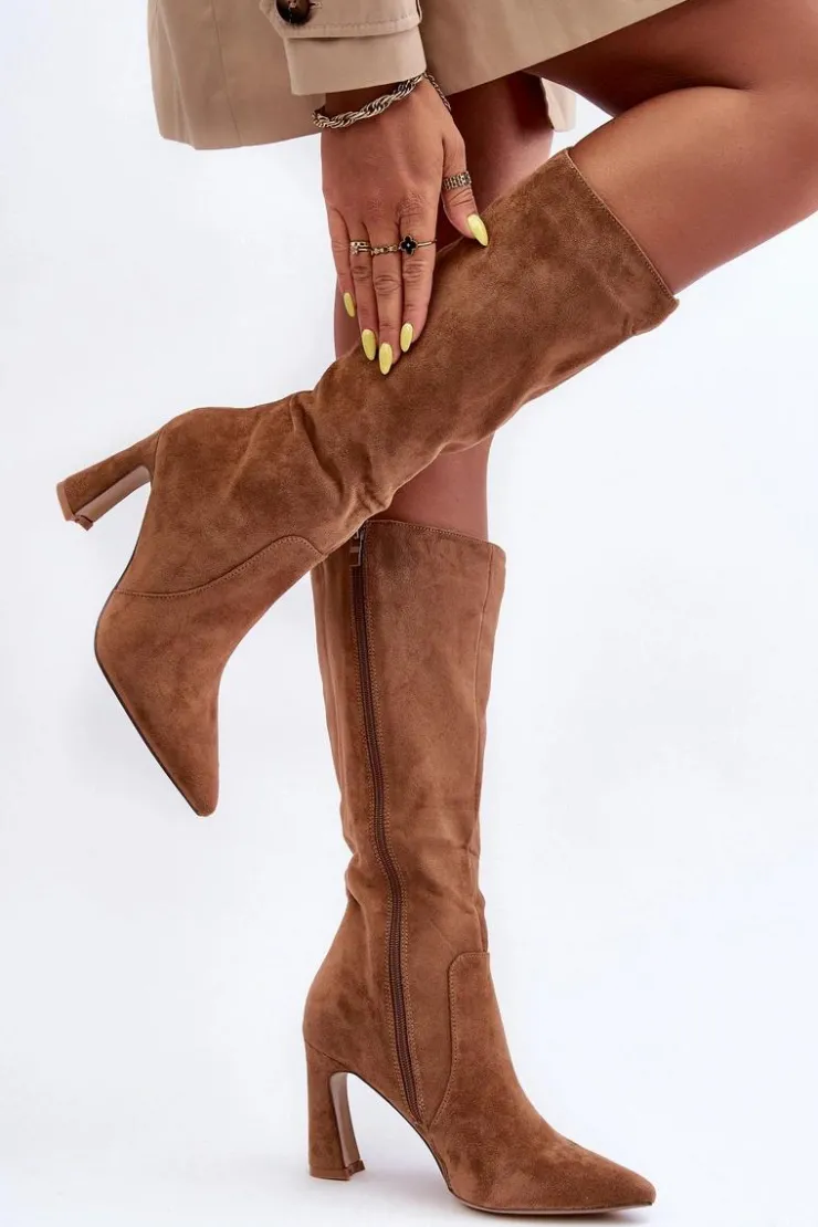 Boto Kozaki Na Szpilce|Kozaki Przed Kolano*Zamszowe Kozaki Na Słupku Brązowe Adrolio