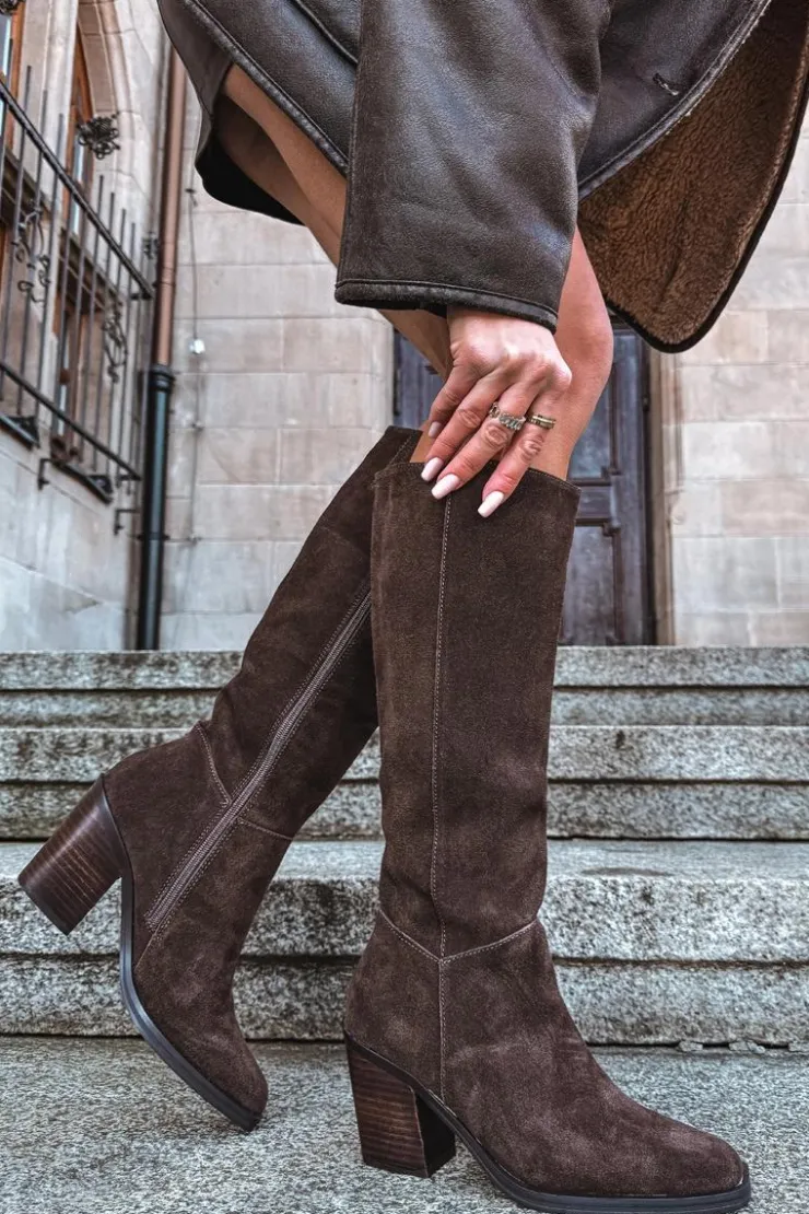 Boto Kozaki Ocieplane|Kozaki Na Słupku*Zamszowe Kozaki Na Słupku Zamek Czekoladowe Lissara Brązowy