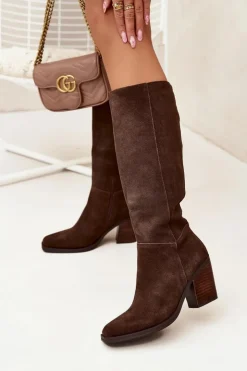 Boto Kozaki Ocieplane|Kozaki Na Słupku*Zamszowe Kozaki Na Słupku Zamek Czekoladowe Lissara Brązowy