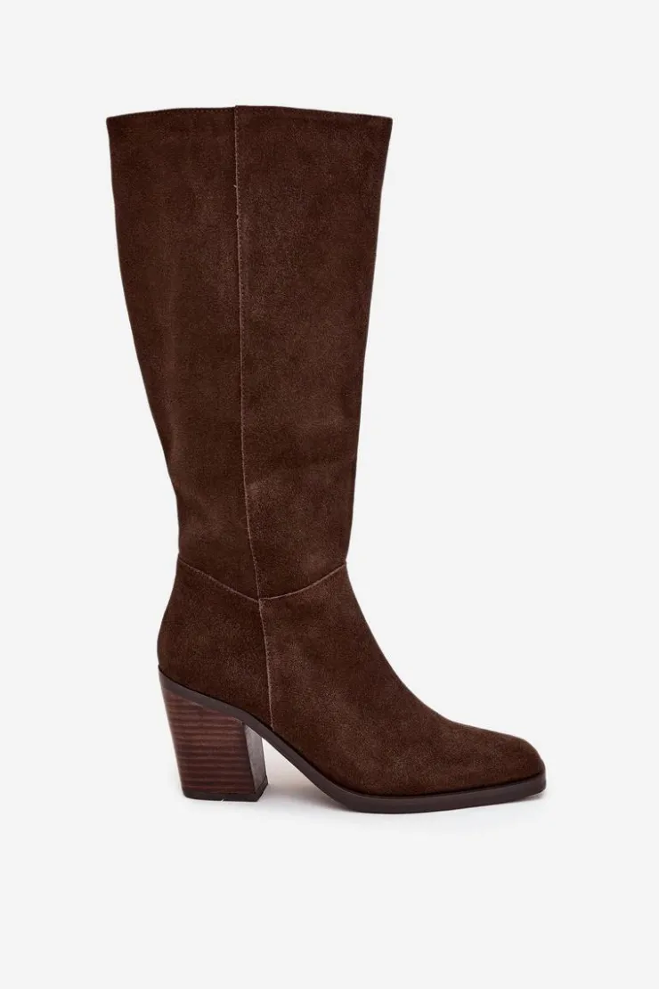 Boto Kozaki Ocieplane|Kozaki Na Słupku*Zamszowe Kozaki Na Słupku Zamek Czekoladowe Lissara Brązowy