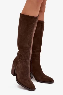 Boto Kozaki Ocieplane|Kozaki Na Słupku*Zamszowe Kozaki Na Słupku Zamek Czekoladowe Lissara Brązowy