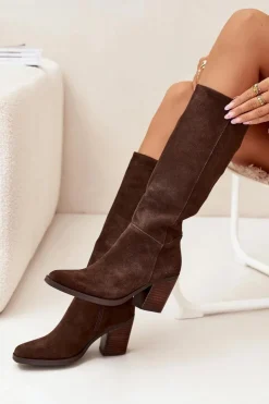 Boto Kozaki Ocieplane|Kozaki Na Słupku*Zamszowe Kozaki Na Słupku Zamek Czekoladowe Lissara Brązowy