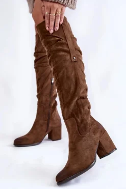 Boto Kozaki Za Kolano|Kozaki Na Obcasie*Zamszowe Kozaki Za Kolano La.Fi 270065KH-SU Ciemnobrązowe