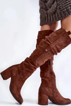 Damskie Boto Zamszowe Kozaki Za Kolano La.Fi 270065FX-SU Brązowe
