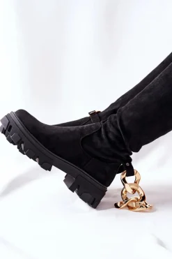 Damskie Boto Zamszowe Kozaki Za Kolano Czarne Auckland