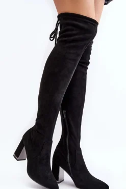 Online Boto Zamszowe Kozaki Za Kolano Na Słupku Czarne Amalitas