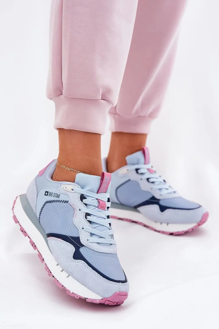 Big Star Shoes Buty Sportowe Big Star|Sneakersy Damskie*Zamszowe Lekkie Buty Sportowe Damskie Big Star RR274236 HI-POLY SYSTEM e Niebieski