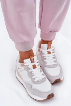 Sale Big Star Shoes Zamszowe Lekkie Buty Sportowe Damskie Big Star RR274235 HI-POLY SYSTEM Beżowe Beżowy