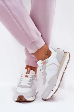 Sale Big Star Shoes Zamszowe Lekkie Buty Sportowe Damskie Big Star RR274235 HI-POLY SYSTEM Beżowe Beżowy