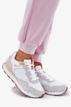 Sale Big Star Shoes Zamszowe Lekkie Buty Sportowe Damskie Big Star RR274235 HI-POLY SYSTEM Beżowe Beżowy