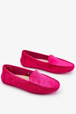 Damskie Evento Zamszowe Mokasyny Damskie Fuksja Morreno