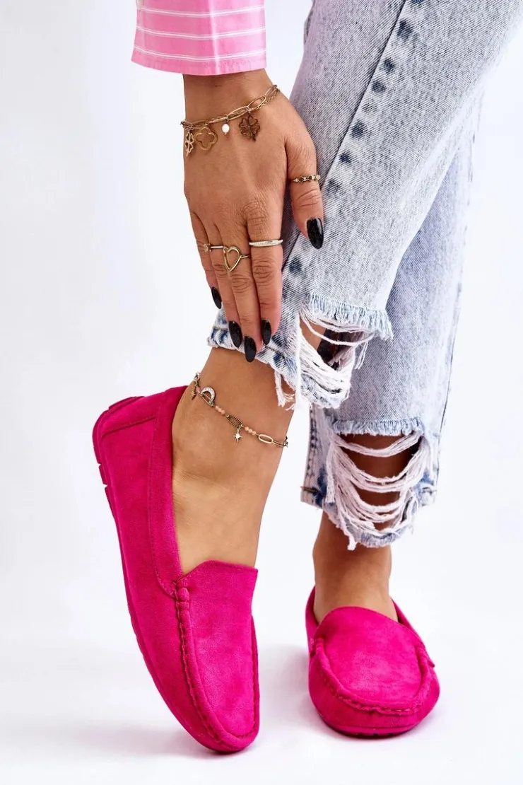 Damskie Evento Zamszowe Mokasyny Damskie Fuksja Morreno