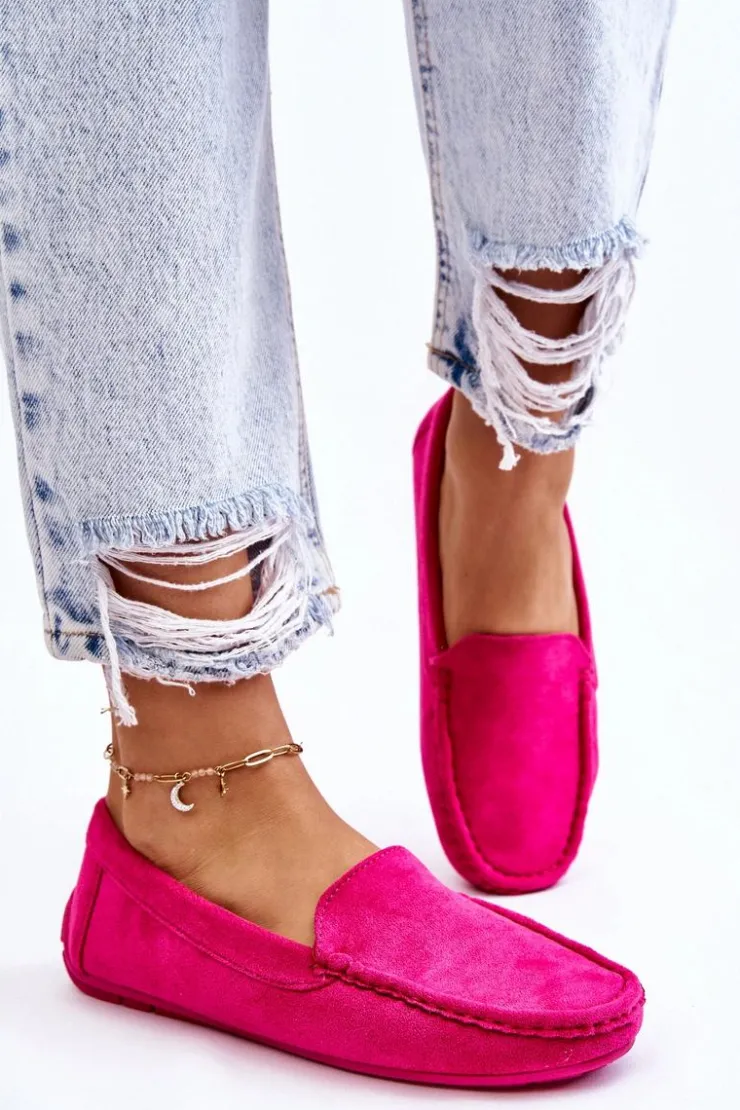 Damskie Evento Zamszowe Mokasyny Damskie Fuksja Morreno