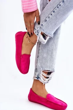 Damskie Evento Zamszowe Mokasyny Damskie Fuksja Morreno