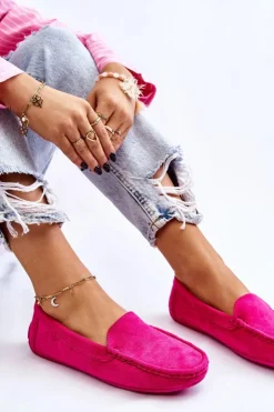 Damskie Evento Zamszowe Mokasyny Damskie Fuksja Morreno