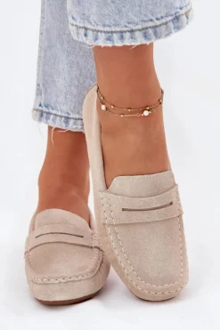 Best Big Star Shoes Zamszowe Mokasyny Damskie Big Star RR274947 Beżowe Beżowy