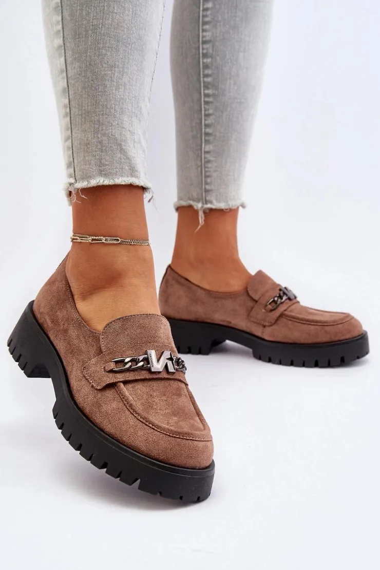 Discount Buty damskie Vinceza Zamszowe Mokasyny Damskie Z Ozdobą Brązowe Loraleima