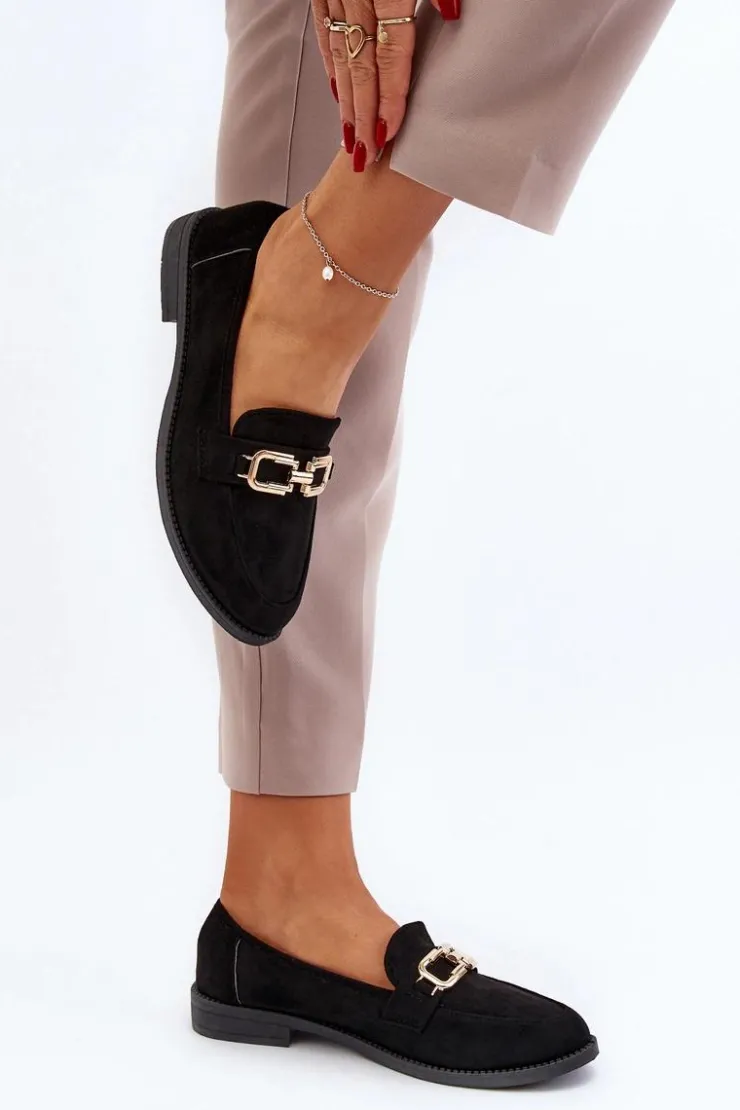 New Boto Zamszowe Mokasyny Damskie Na Płaskim Obcasie Czarne Misal