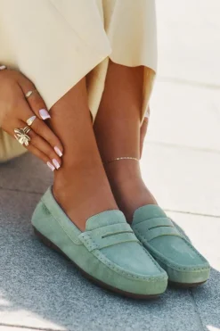 Big Star Shoes Loafersy Damskie|Mokasyny Damskie Zamszowe*Zamszowe Mokasyny Damskie Big Star RR274945 Zielone Zielony