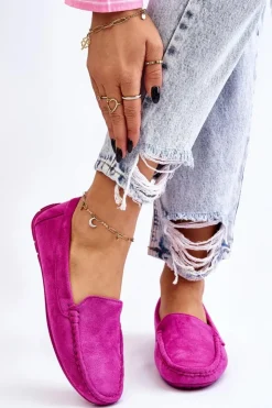 Evento Loafersy Damskie|Mokasyny Damskie Zamszowe*Zamszowe Mokasyny Damskie Fioletowe Morreno