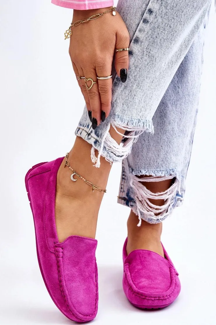 Evento Loafersy Damskie|Mokasyny Damskie Zamszowe*Zamszowe Mokasyny Damskie Fioletowe Morreno