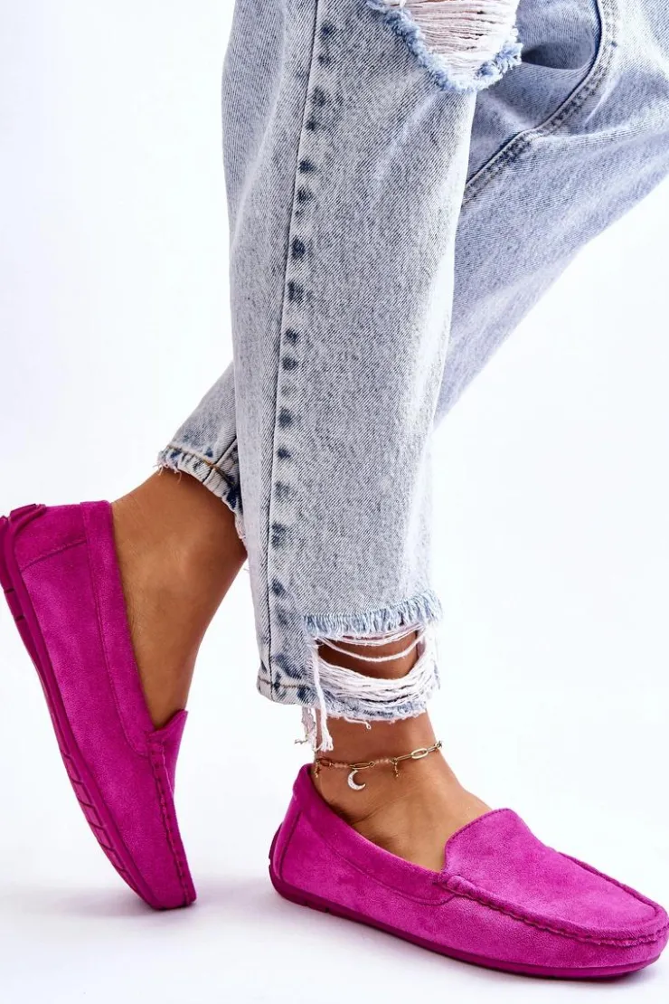 Evento Loafersy Damskie|Mokasyny Damskie Zamszowe*Zamszowe Mokasyny Damskie Fioletowe Morreno