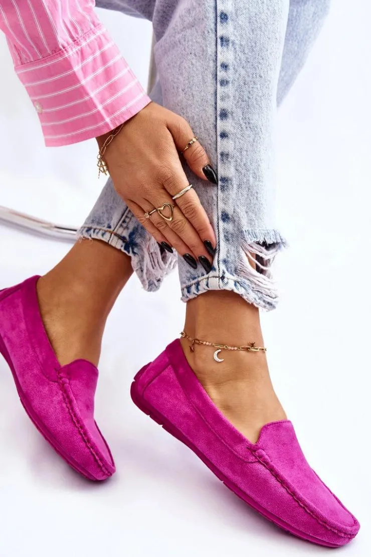 Evento Loafersy Damskie|Mokasyny Damskie Zamszowe*Zamszowe Mokasyny Damskie Fioletowe Morreno
