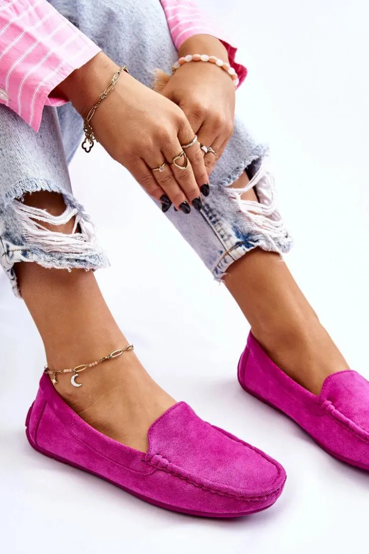 Evento Loafersy Damskie|Mokasyny Damskie Zamszowe*Zamszowe Mokasyny Damskie Fioletowe Morreno