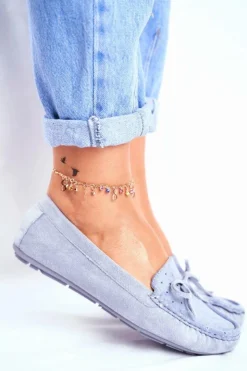 Discount Damskie buty S.Barski Zamszowe Mokasyny Damskie S.Barski A199 Niebieskie