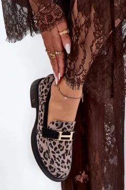 Buty damskie Vinceza Loafersy Damskie|Mokasyny Płaskie*Zamszowe Mokasyny Damskie Panterka Vinceza 66792 Szare Szary