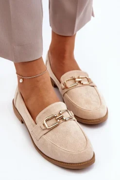 Boto Loafersy Damskie|Mokasyny Damskie Zamszowe*Zamszowe Mokasyny Damskie Na Płaskim Obcasie Beżowe Misal