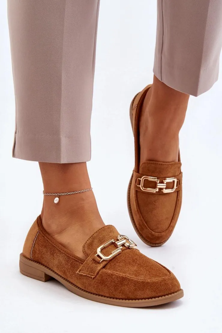 Damskie Boto Zamszowe Mokasyny Damskie Na Płaskim Obcasie Camel Misal