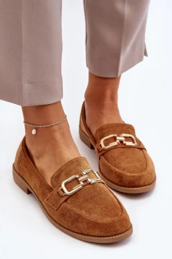 Damskie Boto Zamszowe Mokasyny Damskie Na Płaskim Obcasie Camel Misal