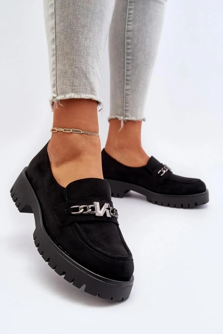 Damskie Buty damskie Vinceza Zamszowe Mokasyny Damskie Z Ozdobą Czarne Loraleima